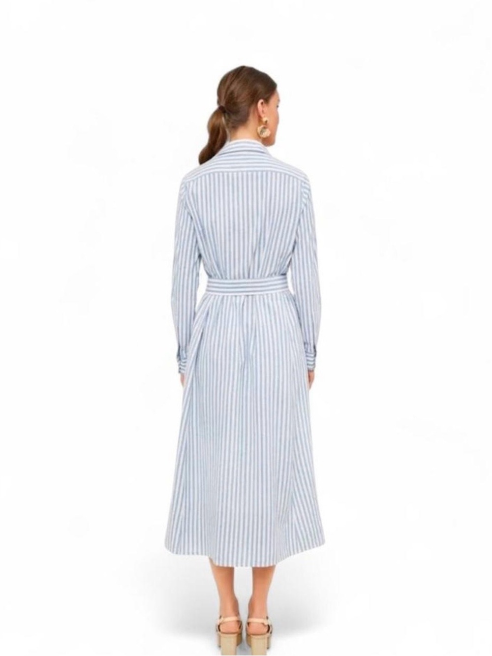 ๐ NWT Tuckernuck Striped Blue and White Caldwell Shirt Dress with Tie Waist - Picture 7 of 8